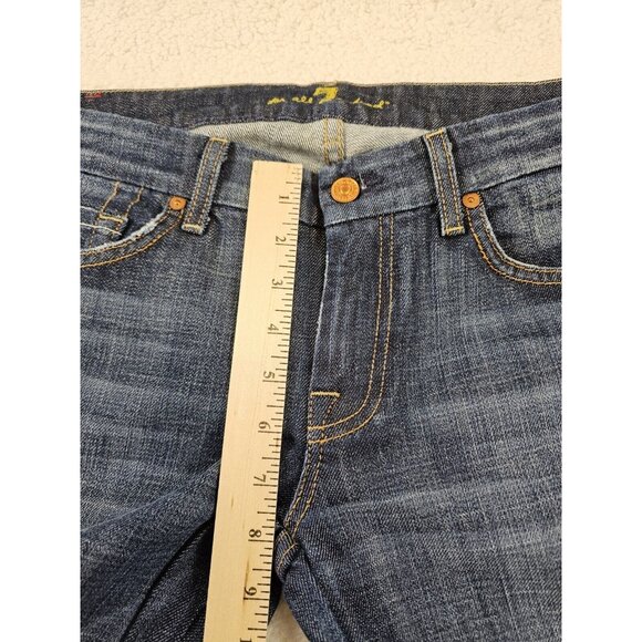 7 For All Mankind Jeans A Pocket Women's 29 Flared Wide Leg Medium Wash Boho - Picture 4 of 16